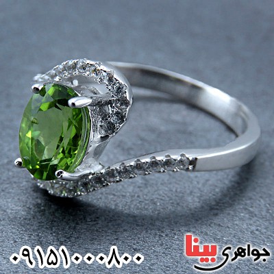 انگشتر زبرجد خوشرنگ رودیوم زنانه
