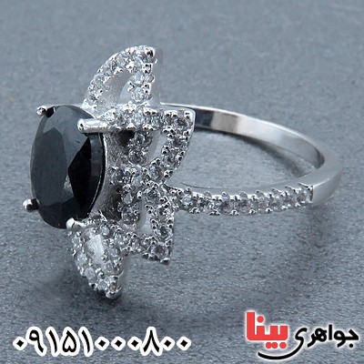 انگشتر یاقوت کبود زنانه رودیوم بسیار خاص _کد:24273