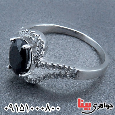 انگشتر یاقوت کبود خوشرنگ رودیوم زنانه _کد:24277