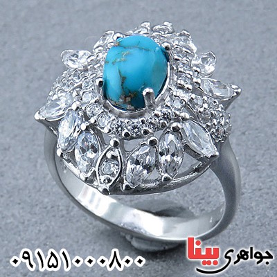 انگشتر فیروزه نیشابوری خوش رنگ زنانه _کد:24283