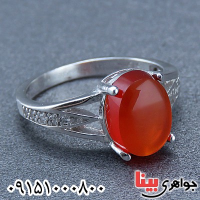 انگشتر عقیق یمنی رودیوم زنانه بسیار زیبا _کد:24374