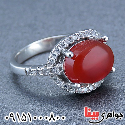انگشتر عقیق یمنی زنانه خوشرنگ بسیار زیبا _کد:24384