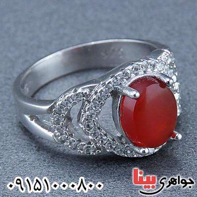 انگشتر عقیق یمنی زنانه رودیوم بسیار خاص _کد:24385