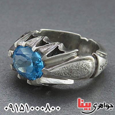 انگشتر توپاز سوئیسی درشت و دست ساز مردانه _کد:24406