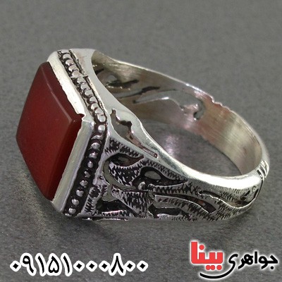انگشتر عقیق قرمز موکل دار مردانه _کد:24416