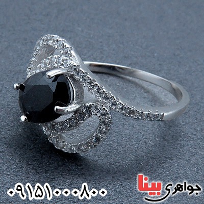 انگشتر یاقوت کبود روکش رودیوم زنانه _کد:24437