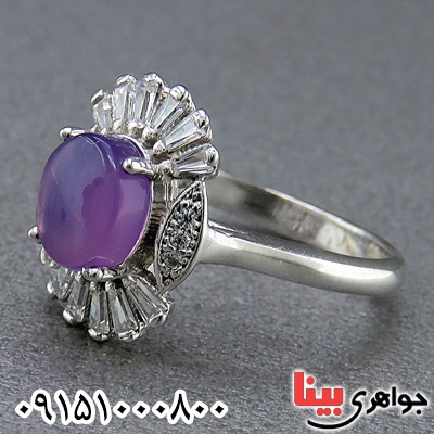 انگشتر عقیق یمنی کبود زنانه خوشرنگ و زیبا _کد:24525