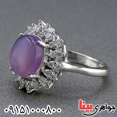 انگشتر عقیق یمنی کبود رودیوم زنانه بسیار زیبا _کد:24539