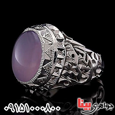 انگشتر عقیق یمنی کبود دور الماس بسیار عالی فاخر _کد:24559