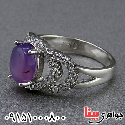 انگشتر عقیق یمنی کبود زنانه بسیار زیبا _کد:24572