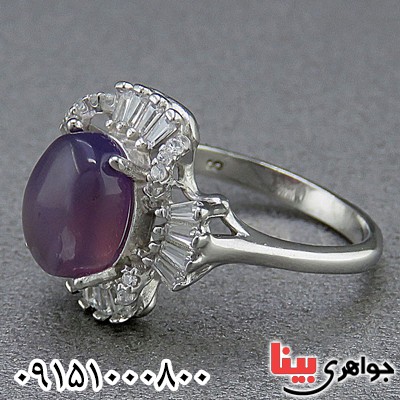 انگشتر عقیق یمنی کبود زنانه بسیار زیبا _کد:24577
