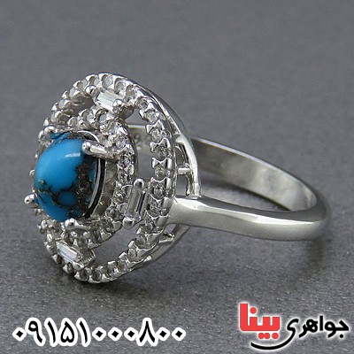 انگشتر فیروزه نیشابوری زنانه رودیوم بسیار خاص _کد:24606