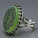 انگشتر عقیق سبز خوشرنگ با حکاکی یا علی ابن موسی الرضا ...
