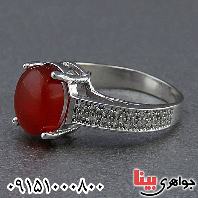 انگشتر عقیق یمنی رودیوم زنانه بسیار زیبا _کد:24644