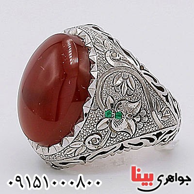 انگشتر عقیق یمنی دست ساز فاخر مردانه _کد:24660