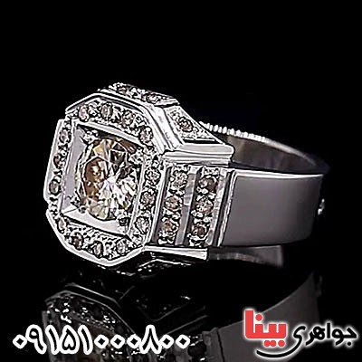 انگشتر الماس روسی ( موزانایت ) فاخر مردانه _کد:24664