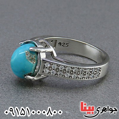 انگشتر فیروزه نیشابوری رودیوم زنانه زیبا _کد:24675
