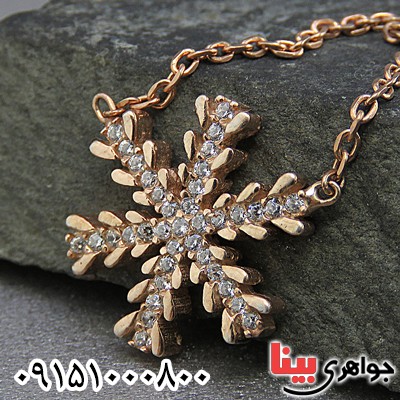 گردنبند نقره رزگلد زنانه ترک طرح دانه برف