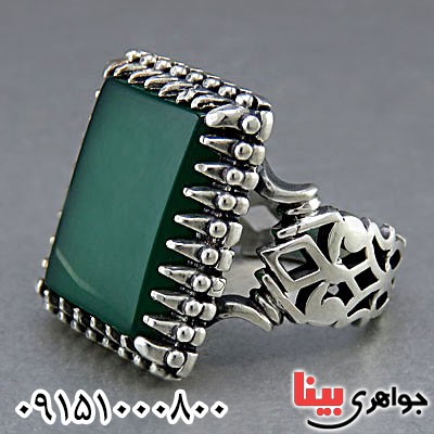 انگشتر عقیق سبز خوشرنگ و شیک مردانه _کد:24794