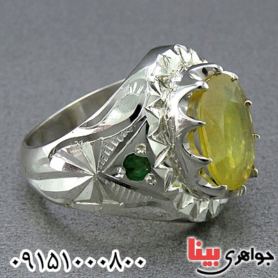 انگشتر یاقوت زرد درشت فاخر مردانه _کد:24798