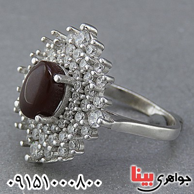 انگشتر عقیق یمنی رودیوم خاص زنانه