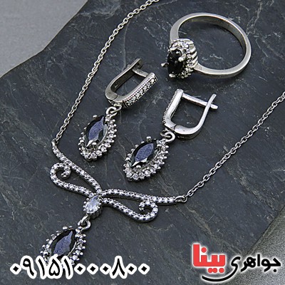 سرویس یاقوت کبود دور جواهری فوق العاده خوشرنگ و خاص