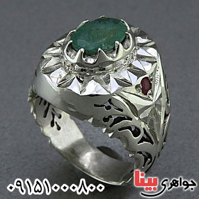 انگشتر زمرد درشت فاخر مردانه _کد:24854