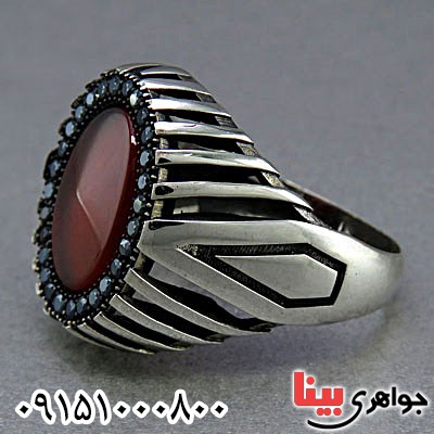 انگشتر عقیق قرمز میکروستینگ مردانه طرح ترک _کد:24859