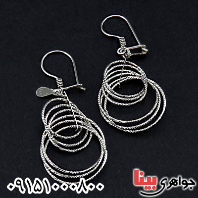 گوشواره نقره آویز حلقه ای خاص _کد:24888