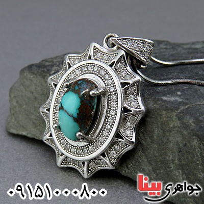 گردنبند فیروزه نیشابوری رودیوم زنانه بسیار خاص _کد:24901