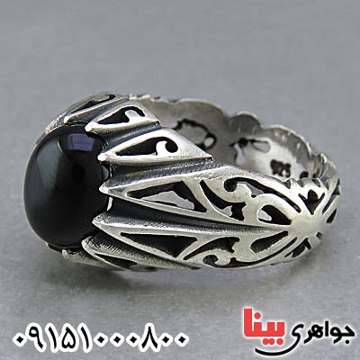 انگشتر عقیق سیاه (اونیکس) مردانه بسیار زیبا _کد:24909