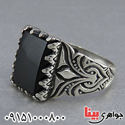 انگشتر عقیق سیاه (اونیکس) خاص و زیبا _کد:24910