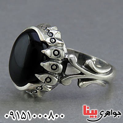 انگشتر عقیق سیاه (اونیکس) زیبا مردانه _کد:24911