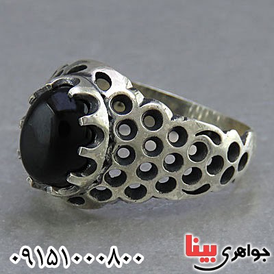 انگشتر عقیق سیاه (اونیکس) خاص و زیبا مردانه _کد:24912