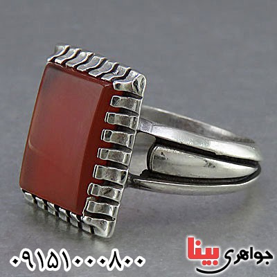انگشتر عقیق قرمز خوشرنگ مردانه _کد:24914