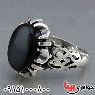 انگشتر عقیق سیاه (اونیکس) خاص و زیبا مردانه _کد:24928