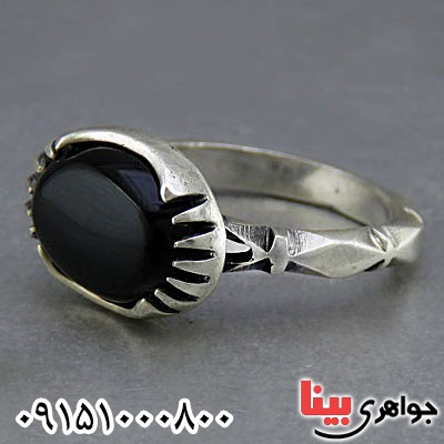 انگشتر عقیق سیاه (اونیکس) شیک و زیبای مردانه _کد:24929
