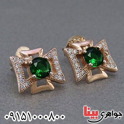 گوشواره نقره رز گلد طرح زبرجد _کد:24933