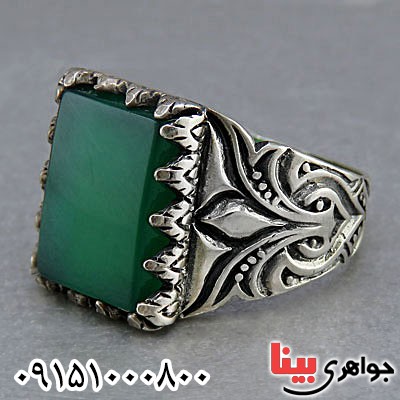 انگشتر عقیق سبز مردانه خاص و زیبا