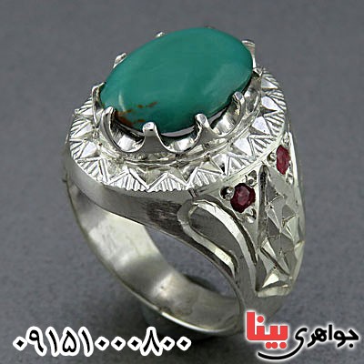 انگشتر فیروزه نیشابوری درشت و فاخر مردانه _کد:24942