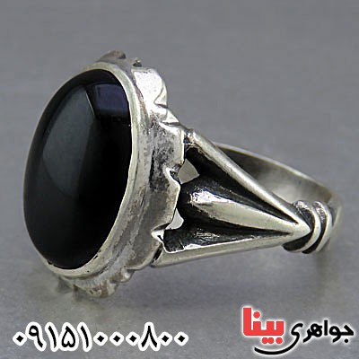 انگشتر عقیق سیاه (اونیکس) خاص و زیبای مردانه _کد:24945