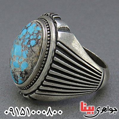 انگشتر فیروزه نیشابوری درشت خوشرنگ رکاب زنجانی _کد:24970
