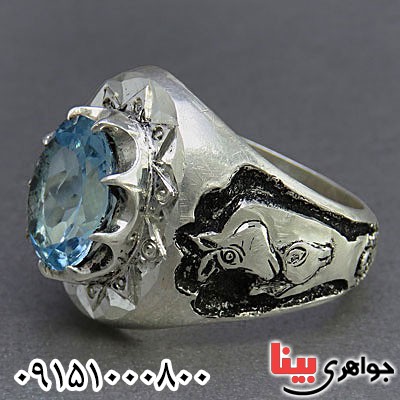 انگشتر توپاز خوشرنگ، فاخر و دست ساز مردانه _کد:25045