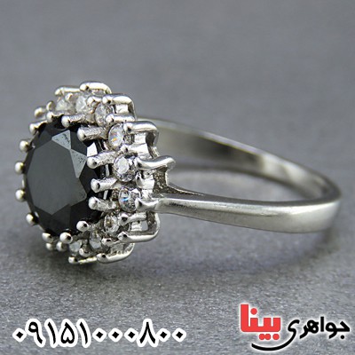 انگشتر یاقوت کبود رودیوم زنانه بسیار زیبا _کد:25124