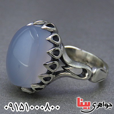 انگشتر عقیق یمنی کبود زیبا و خوشرنگ _کد:25160