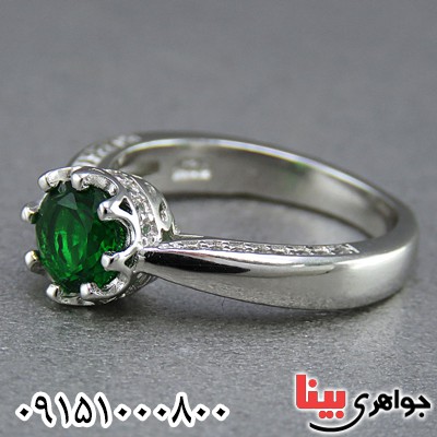 انگشتر زمرد صنعتی خاص بسیار زیبا زنانه _کد:25161