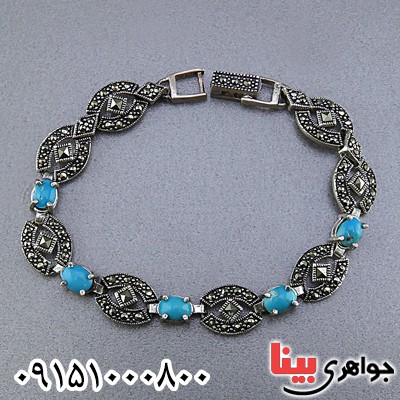 دستبند فیروزه نیشابوری مارکازیتی زنانه زیبا _کد:25164