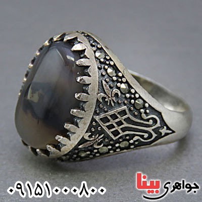 انگشتر عقیق شجری طبیعی خاص مردانه _کد:25187