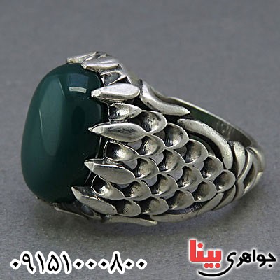 انگشتر عقیق سبز خوشرنگ عالی _کد:25208