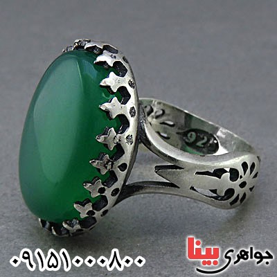 انگشتر عقیق سبز مردانه خاص _کد:25209